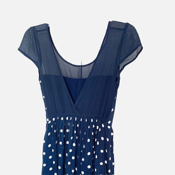 Abercrombie & Fitch Navy White Polka Dot Open Back Fit & Flare Dress Size Medium - Picture 6 of 13